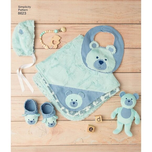 Simplicity Sewing Pattern 8623 Baby Hats Booties Bibs Lovey - Picture 4 of 6